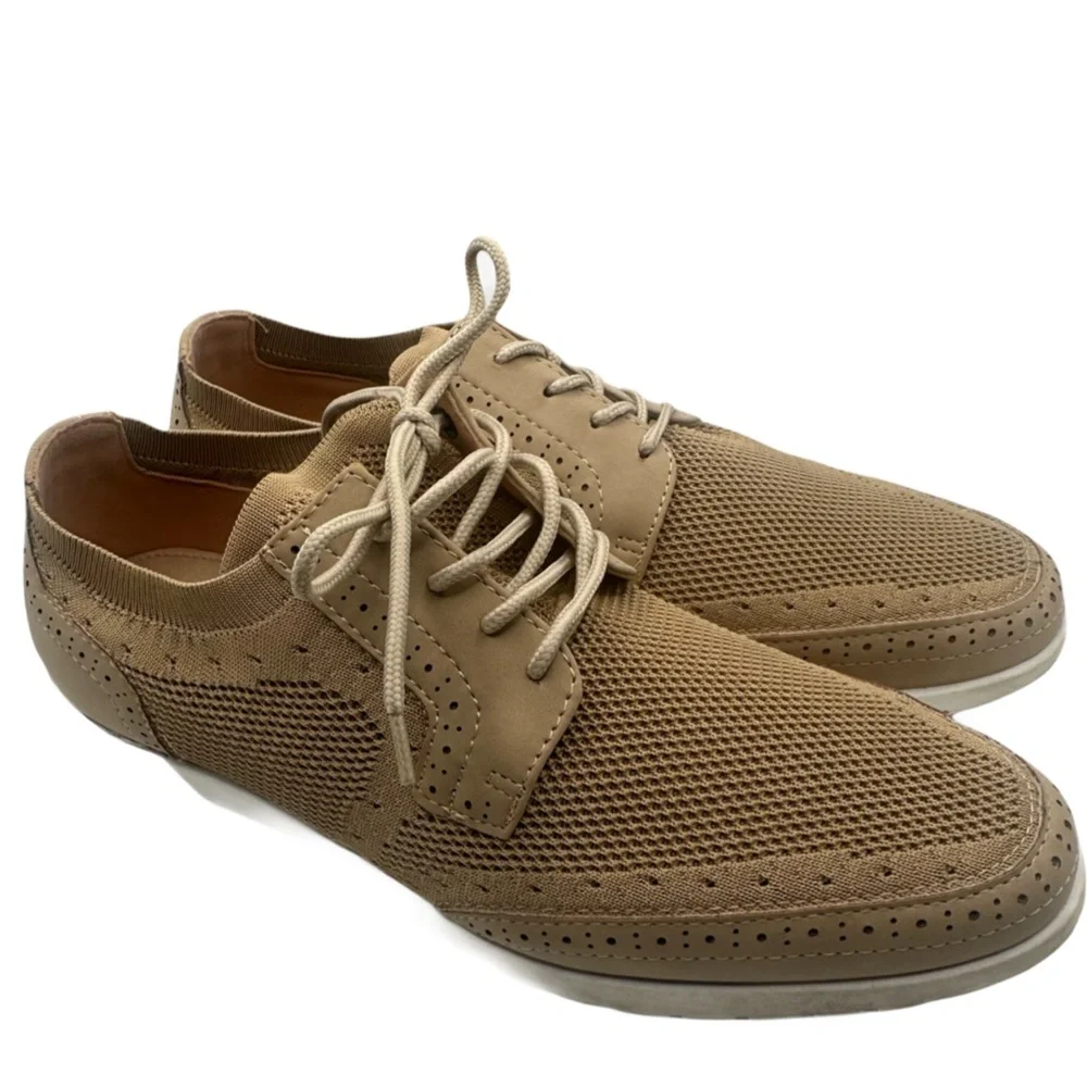 New York City 728 Brooklyn Sz 8‎ 1/2 Tan Oxford Derbys Perforated Design